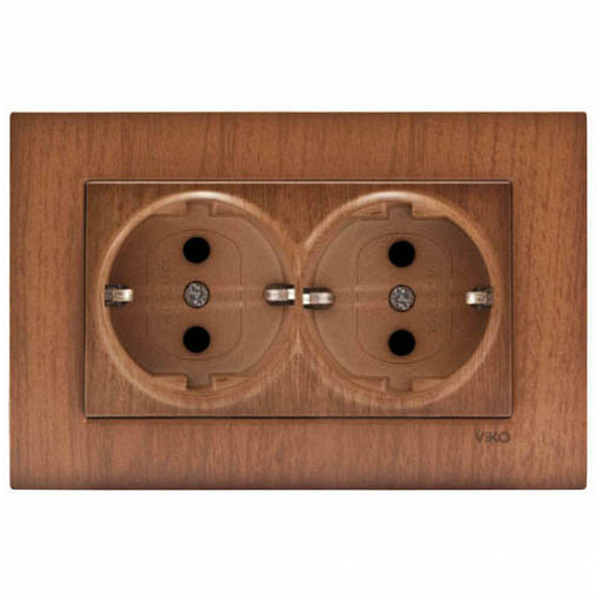 Novella Walnut Tree Two Gang Earthed Socket image 1