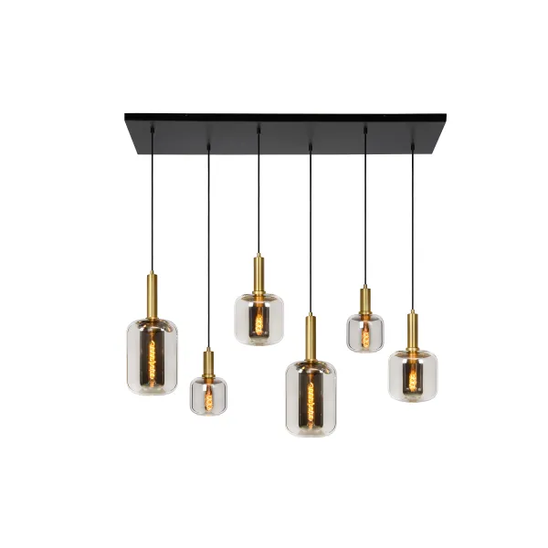 Lucide JOANET - Pendant light - 6xE27 - Smoke Grey image 1