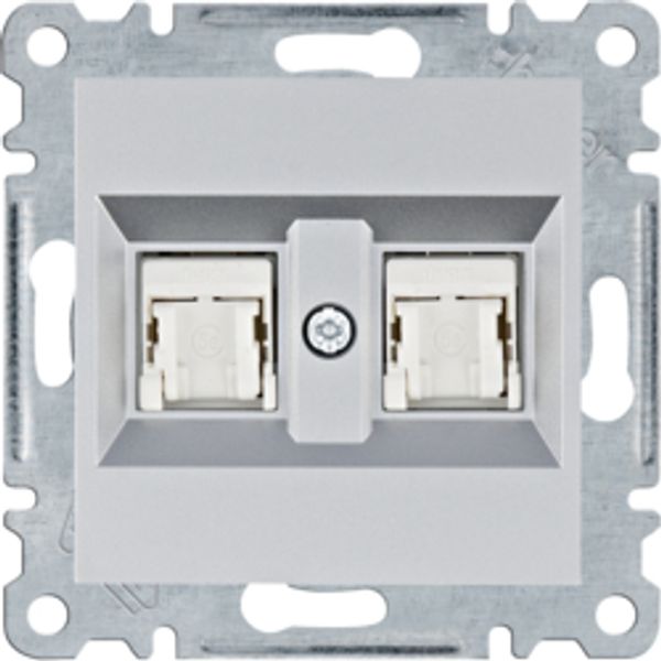 Double RJ45 socket - silver image 1