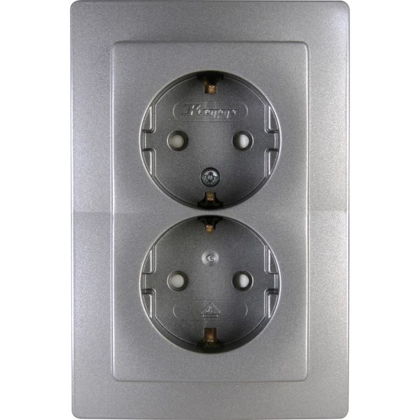 Double earthed socket outlet, with shutt image 1