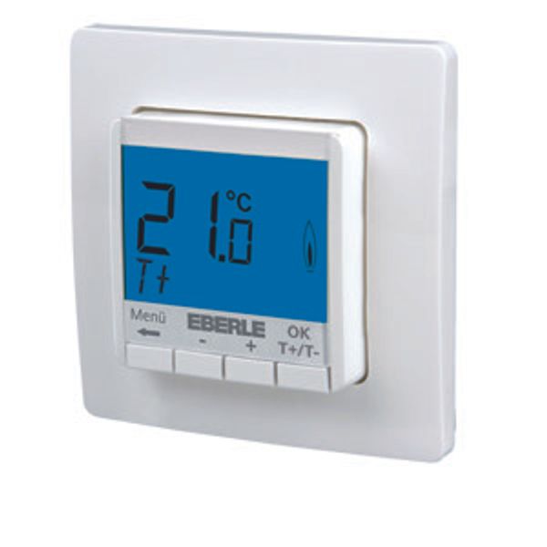 Flush-mounted thermostat as room controller, AC 230V, 1 changeover contact, heating 5(2) A, cooling 1(1) A, blue backlighting image 2