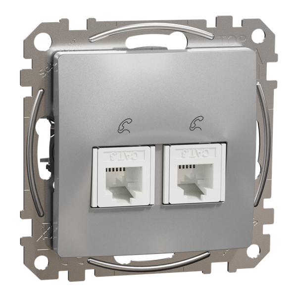 Double Telephone socket, Sedna Design & Elements, RJ11, Aluminium image 5