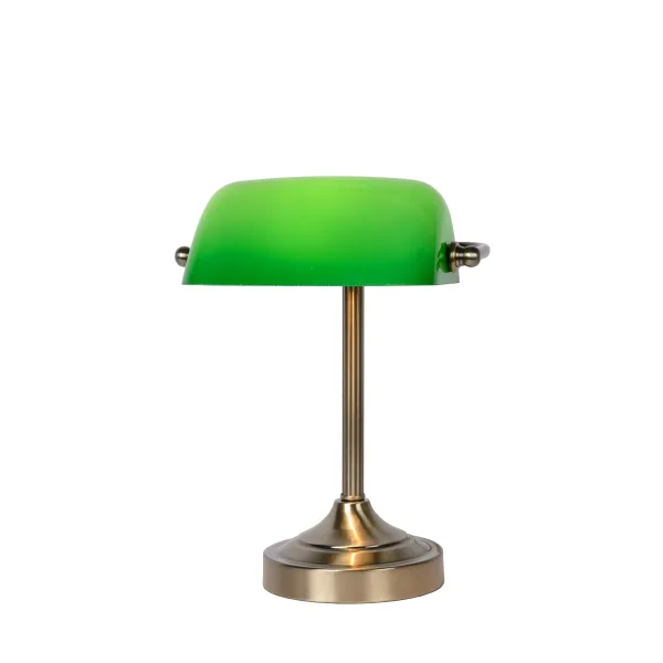 Banker Lamp E14 L22cm H30cm Glass Green/ Bronze image 1