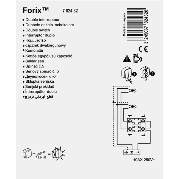 2 gang one-way switch Forix- surface mounting - IP 2X - 10 AX - 250 V~ - ivory image 2