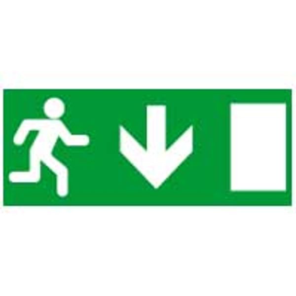 Label - for emergency lighting luminaires - exit door below - 310x112 mm image 1