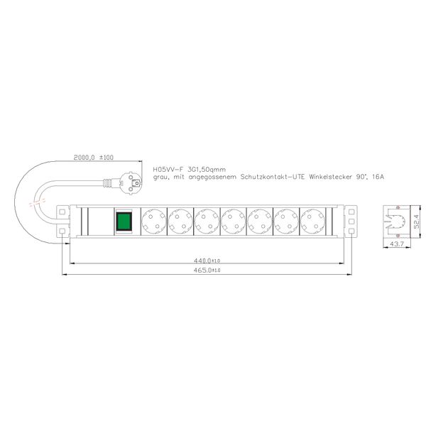 19" PDU, 7xSchuko with On/Off-Switch, Profile PVC 1.25U image 3