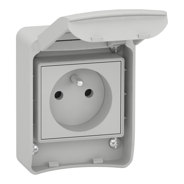 PratiKa socket - grey - 2P + E - 10/16 A - 250 V - French - IP65 - surface image 4