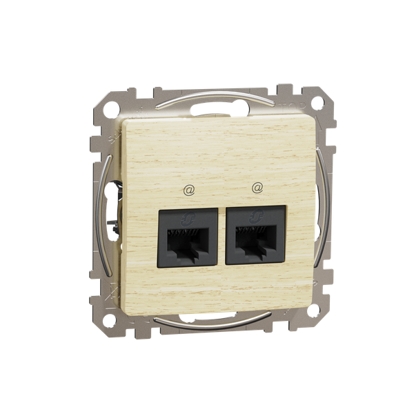 Double DATA Outlet CAT 5E UTP, Sedna Design & Elements, RJ45, Wood brich image 5