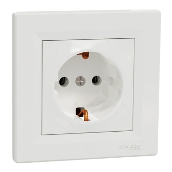 Asfora - single socket outlet with side earth - 16A white image 2