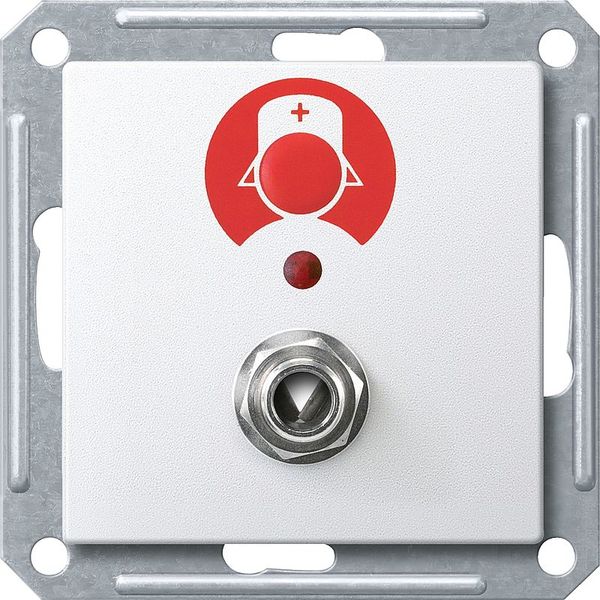 Call button with system socket for pear button comfort with light function, polar white glossy, System M image 1