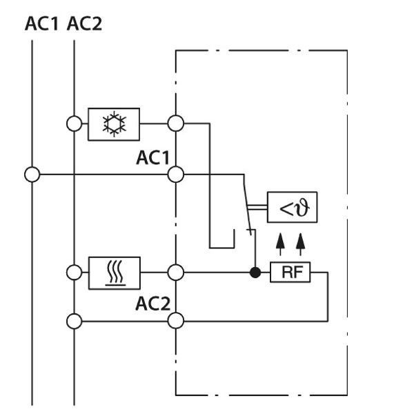 UP room controller, RAL1013 matt 55x55, 5-30C, AC 24V, 1 changeover contact, 10A/5A at DC 24 V switching power 30 W image 3