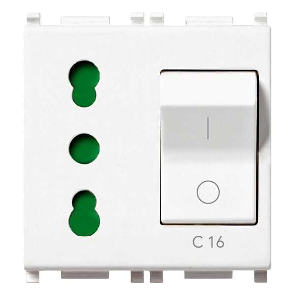 2P+E 16A P17/11 outlet +C16 CB white image 1