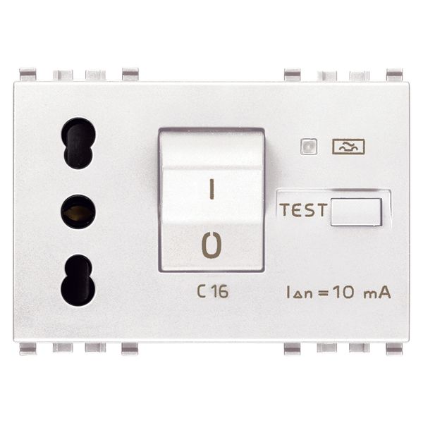 2P+E 16A P17/11 outlet+C16 RCBO white image 1