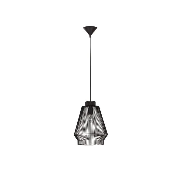 Black Aluminium  Black Fabric Wire & Base   LED E27 1x12 Watt 230 Volt   IP20 Bulb Excluded  D: 27.5 H1: 35 H2: 185 cm Adjustable height image 1