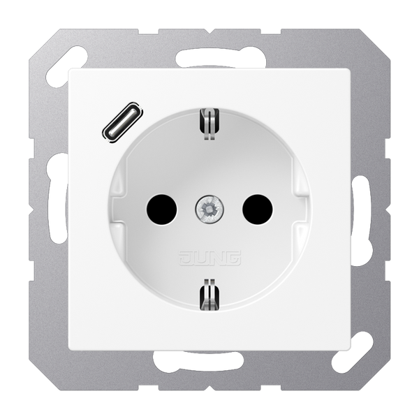 SCHUKO socket with USB charger A1520-18CWWM image 1