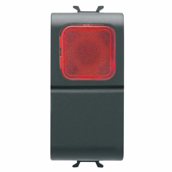 PUSH-BUTTON 1P 250V ac - NO 16A -  RED DIFFUSER - 1 MODULE - SATIN BLACK - CHORUSMART image 2