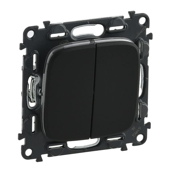 2-GANG 1 WAY SWITCH BLACK VALENA ALLURE image 1