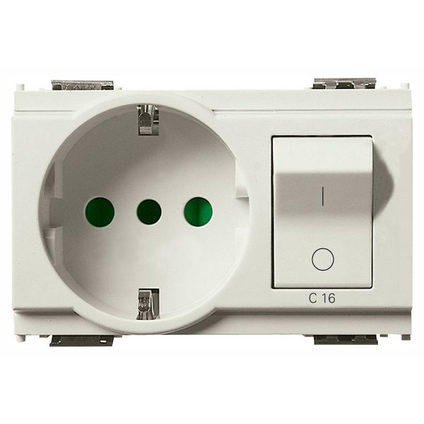 2P+E 16A P30 outlet+C16 CB white image 1