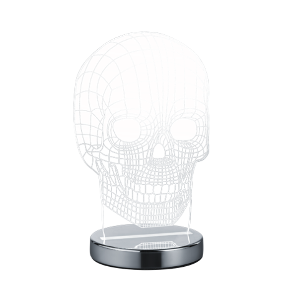 Skull LED table lamp chrome image 1