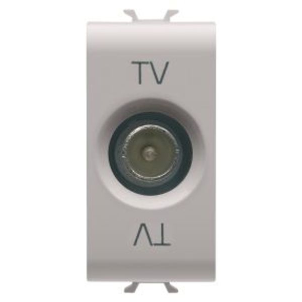 COAXIAL TV SOCKET-OUTLET, CLASS A SHIELDING - IEC MALE CONNECTOR 9.5mm - FEEDTHROUGH 5 dB - 1 MODULE - NATURAL SATIN BEIGE - CHORUSMART image 1