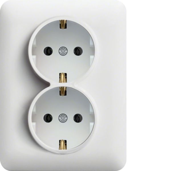 Schuko double socket-white image 1