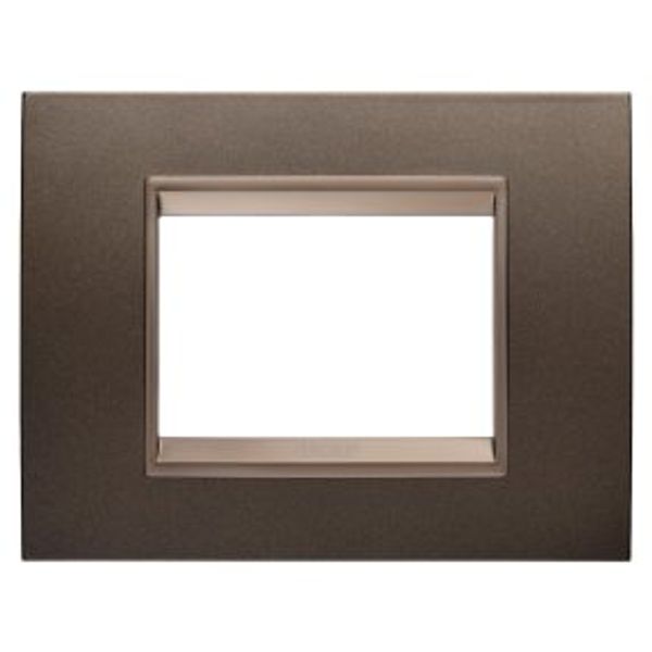 LUX PLATE - IN METAL - 3 MODULES - ANODIC BROWN - INNER FRAME MATT DARK BRONZE - CHORUSMART image 1