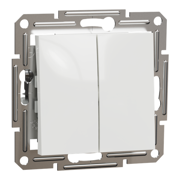 Asfora - 1pole 2-circuits switch -10AX screwless, white wo frame image 4