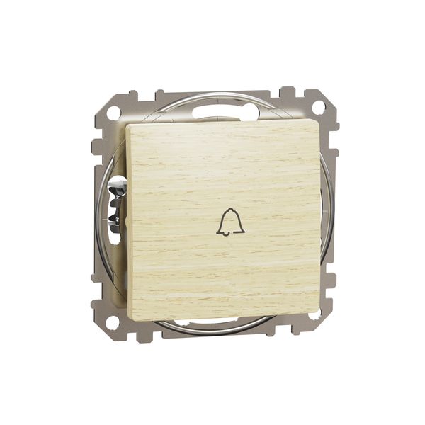 Sedna Design & Elements, 1-way Push-Button 10A Bell Symbol, professional, wood birch image 4