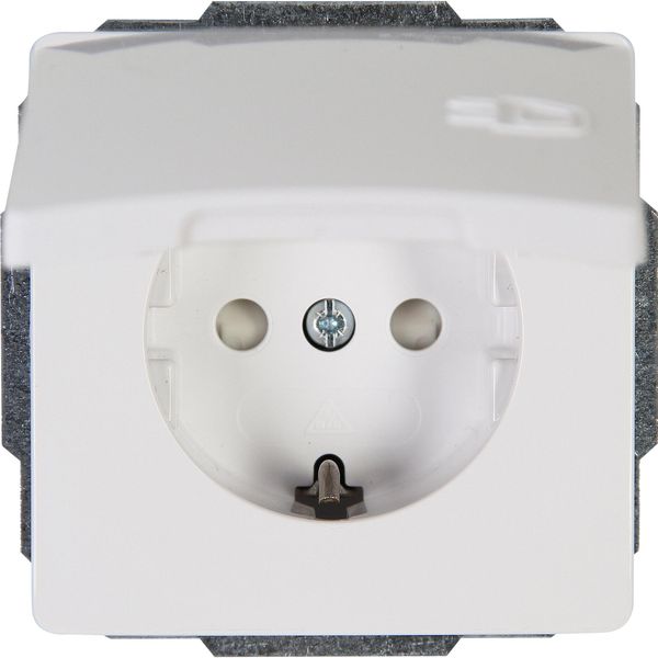 Earthed socket outlet with hinged lid an image 1