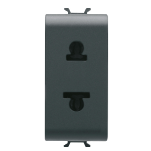 EURO-AMERICAN STANDARD SOCKET-OUTLET 250/125V ac - 2P 15A - 1 MODULE - SATIN BLACK - CHORUSMART image 1