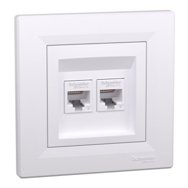 Asfora - double Data socket - RJ45 cat.6 UTP white image 3