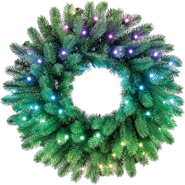 Twinkly Pre-lit Wreath – 50 RGB LED, Regal 24" Green Wire, Plug Type C image 1