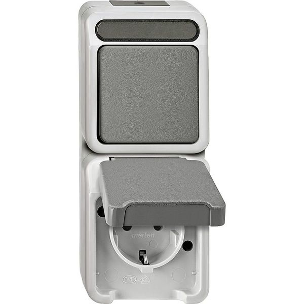 Combination SCHUKO socket with BRS/changeover switch, light gray, AQUASTAR image 1