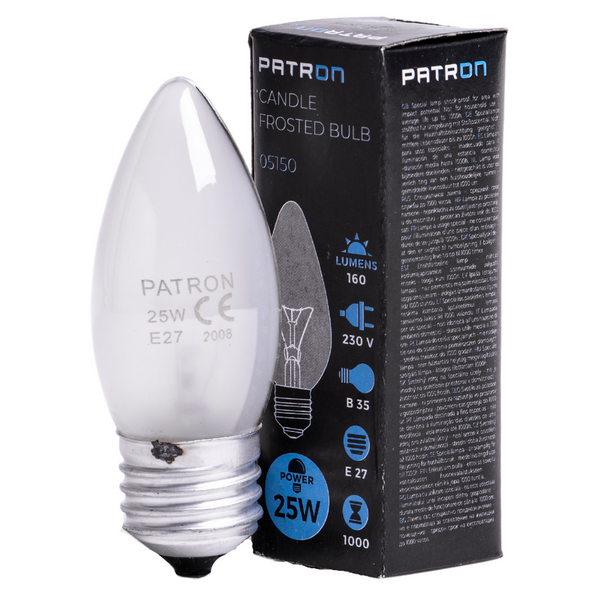 Incandescent Bulb E27 25W B35 230V FR Patron image 1