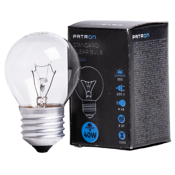 Incandescent Bulb E27 40W P45 230V CL Patron image 1