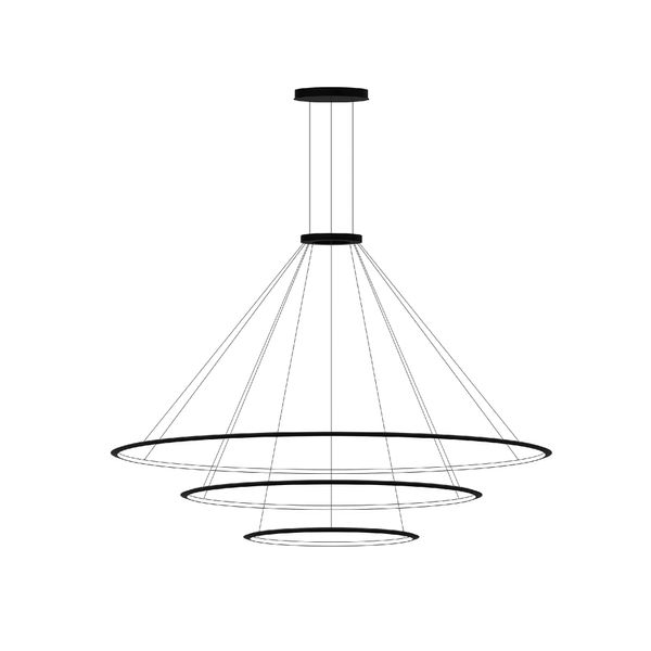 Pendant Circular Downward 3 Rings (ø2000 ø1200 ø600) LED 223.5W 9182lm 3000K Black image 1