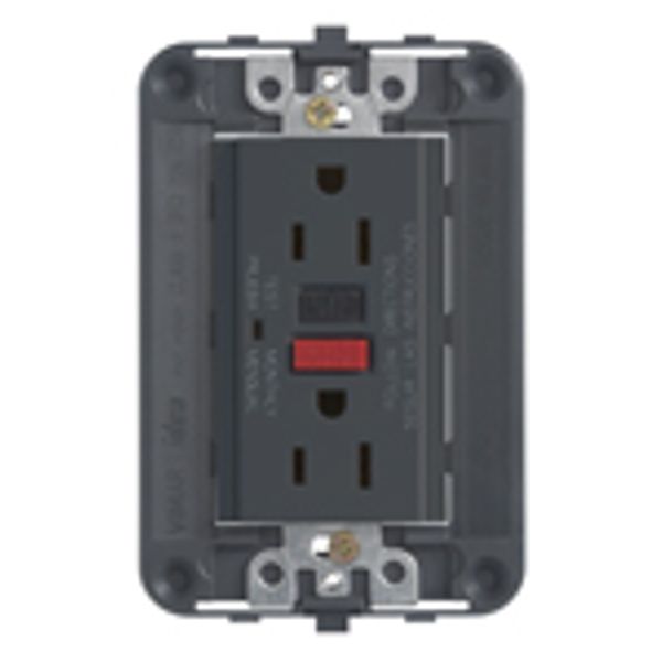 Two 2P+E 15A outlets USA+GFCI grey image 1