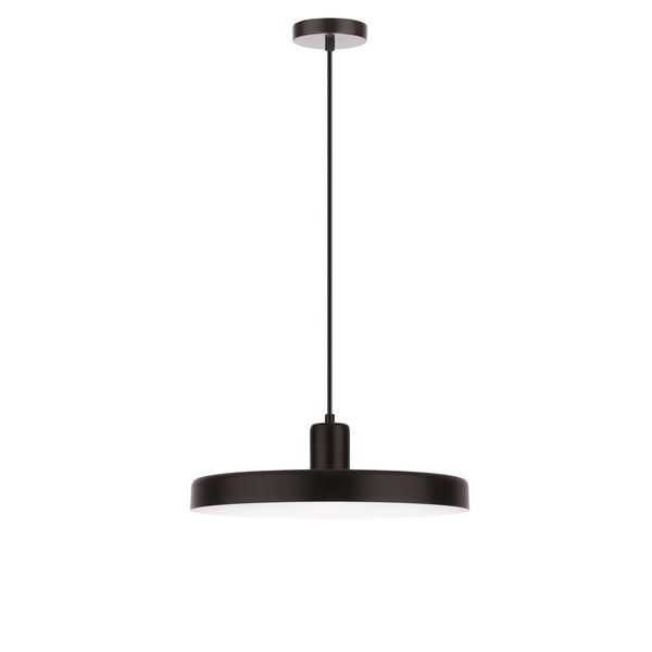 Matt Black Steel Outside   Shiny White Steel Inside  Black Fabric Wire  LED E27 1x12 Watt 230 Volt  IP20 Bulb Excluded  D: 36 H1: 4 H2: 120 cm Adjustable height image 1