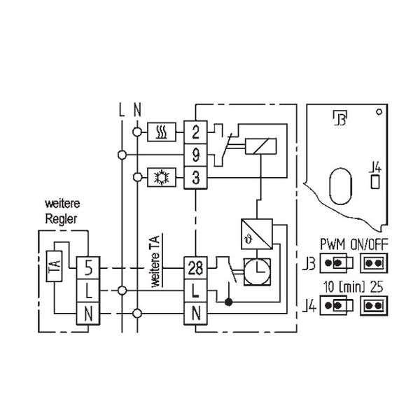 Clock thermostat, daily program, 5-30C, with TA output, AC 230V, 1 changeover contact, potential free, 16 A image 3