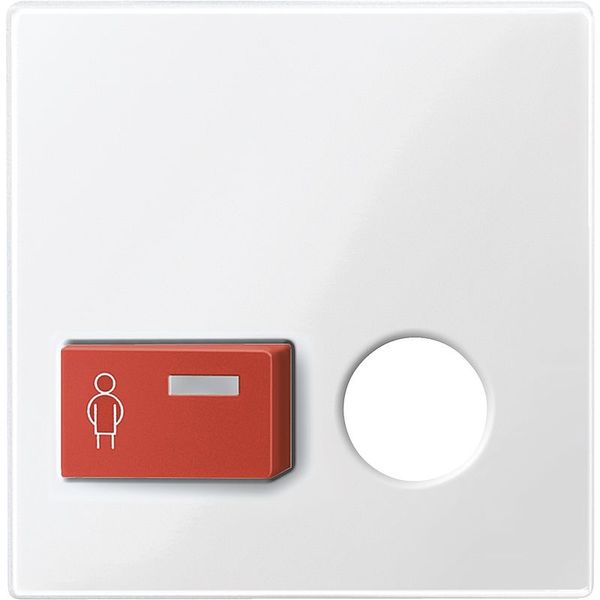 Central plate for call button with plug-in contact, polar white glossy, system M image 1