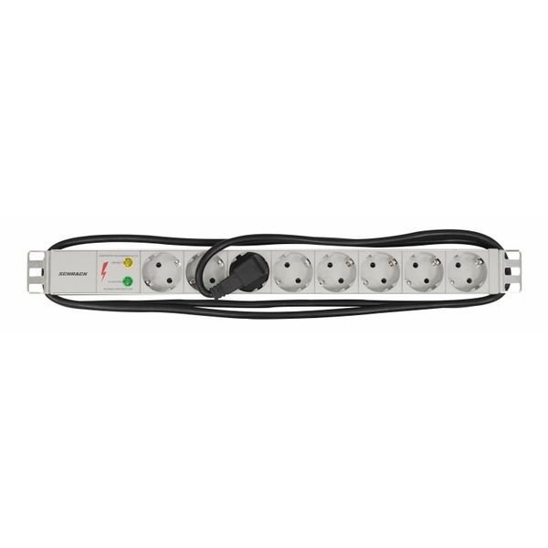 19" PDU, 8xSchuko with overvoltage protection, ALU 1U image 1