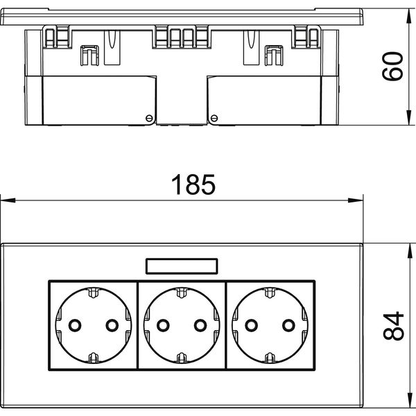 SDE-RW D0GN3B Socket unit for triple Modul 45 84x185x59mm image 2