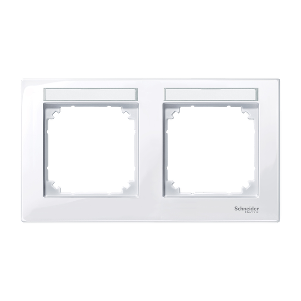 M-Plan frame, 2-gng w. labelling option, horiz. installation, act. wht, glos. image 1