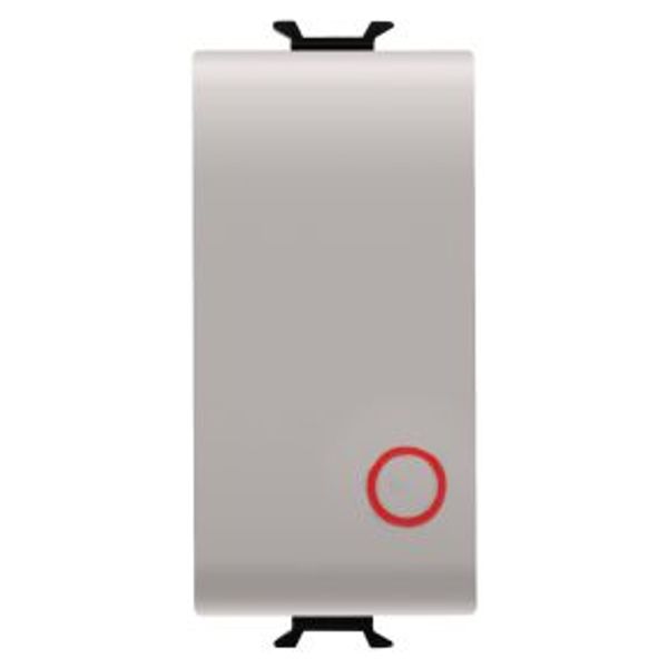 PUSH-BUTTON 1P 250V ac - NC 16A - NEUTRAL BUTTON - SYMBOL 0 RED - 1 MODULE - NATURAL SATIN BEIGE - CHORUSMART image 1