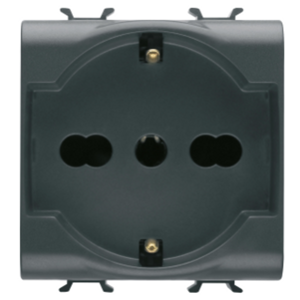 ITALIAN/GERMAN STANDARD SOCKET-OUTLET 250V ac - 2P+E 16A DUAL AMPERAGE - 2 MODULES - SATIN BLACK - CHORUSMART image 1