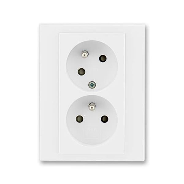 5513H-C02357 03 Double socket outlet with earthing pins, shuttered, with turned upper cavity image 1