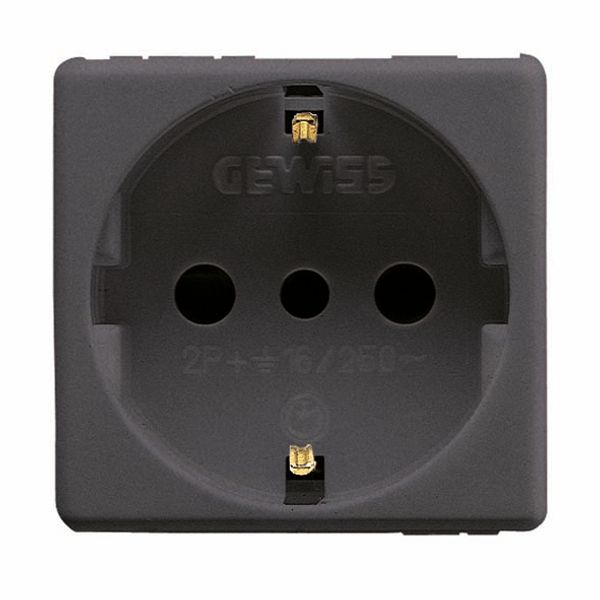 ITALIAN/GERMAN STANDARD SOCKET-OUTLET 250V ac - 2P+E 16A - P30 - 2 MODULES - SYSTEM BLACK image 2