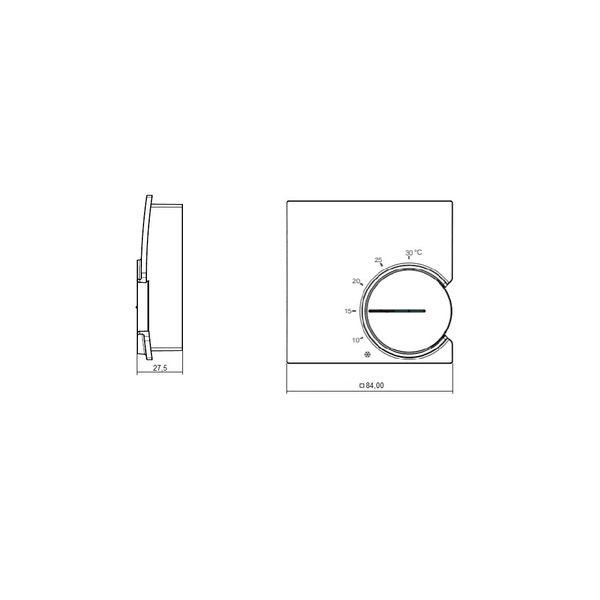 Room controller, 5-30C, AC 230V, 1 NC contact, heating: 8 ... 14 (4) A, 1 switch mains, with temperature reduction approx.5K image 3