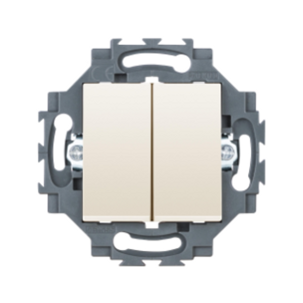 DOUBLE TWO-WAY SWITCH 1P 250V ac - QUICK WIRING TERMINALS - 10AX - NEUTRAL - IVORY - DAHLIA image 1