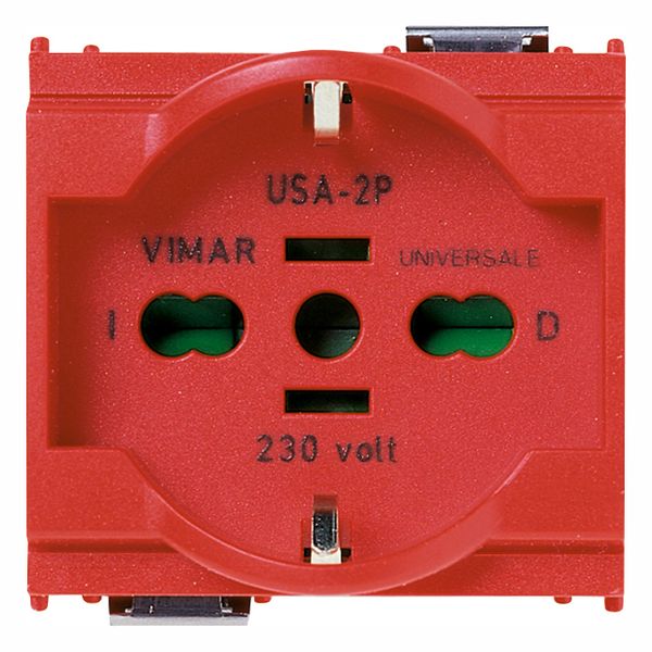 2P+E 16A universal outlet red image 1